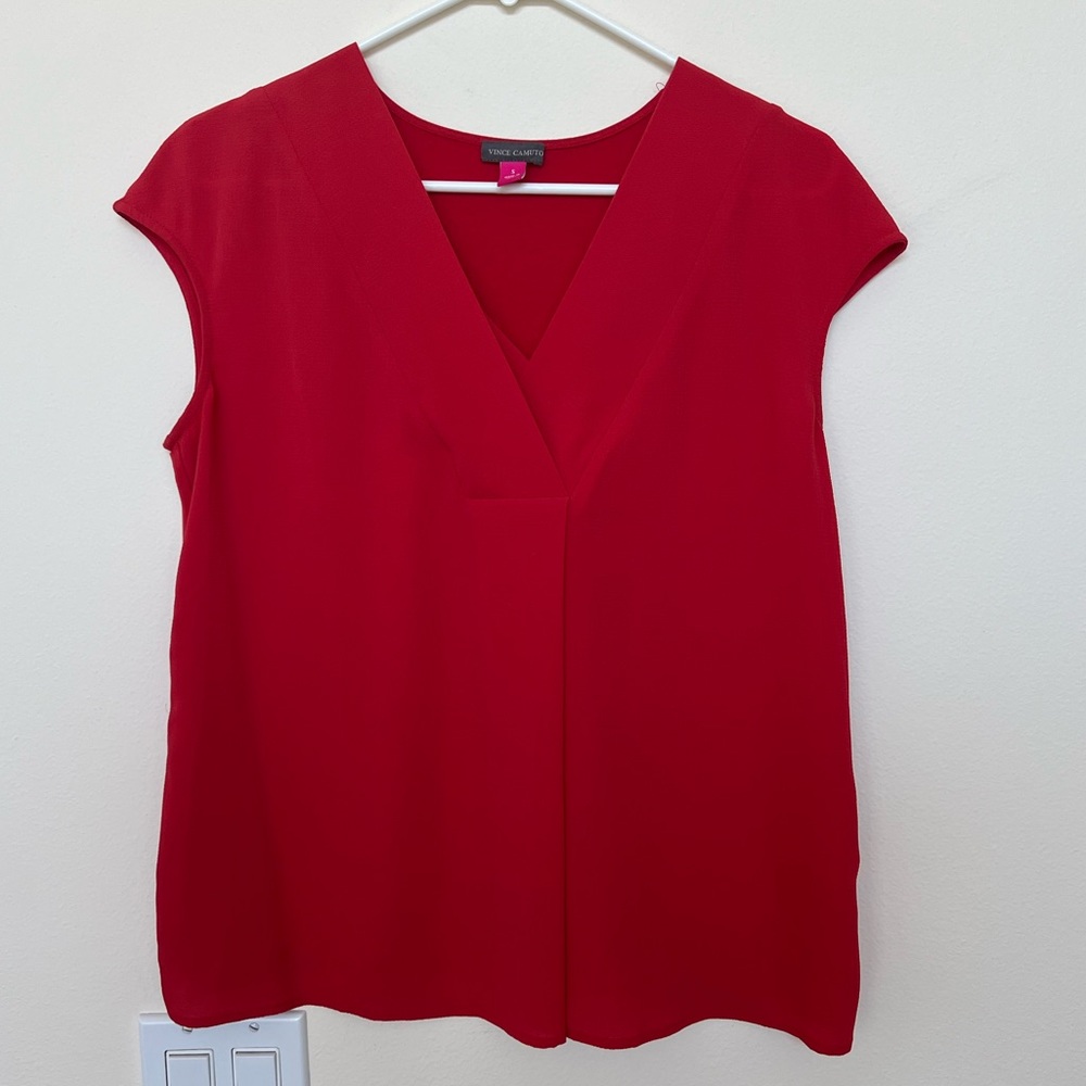 Vince Camuto red v neck blouse